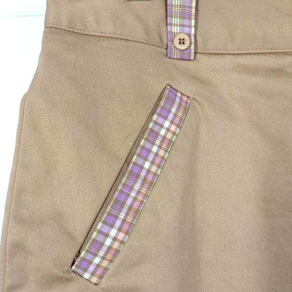 KHAKI PASTEL PLAID GOLF SKORT SIDE PLEAT - Picture 6 of 15